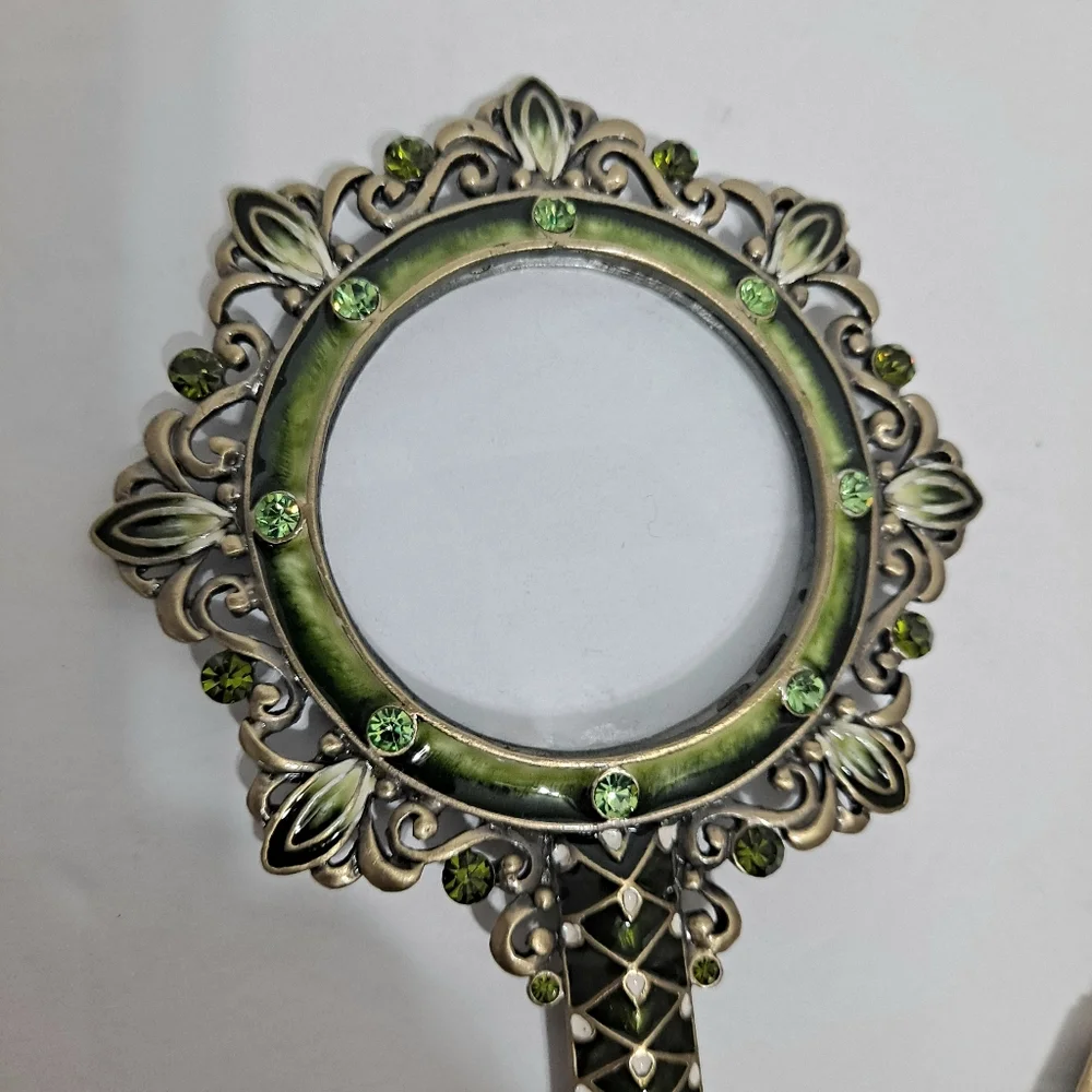 Vintage Magnifying Glass & Letter Opener Set Black & Green Stones EUC - Picture 2 of 4